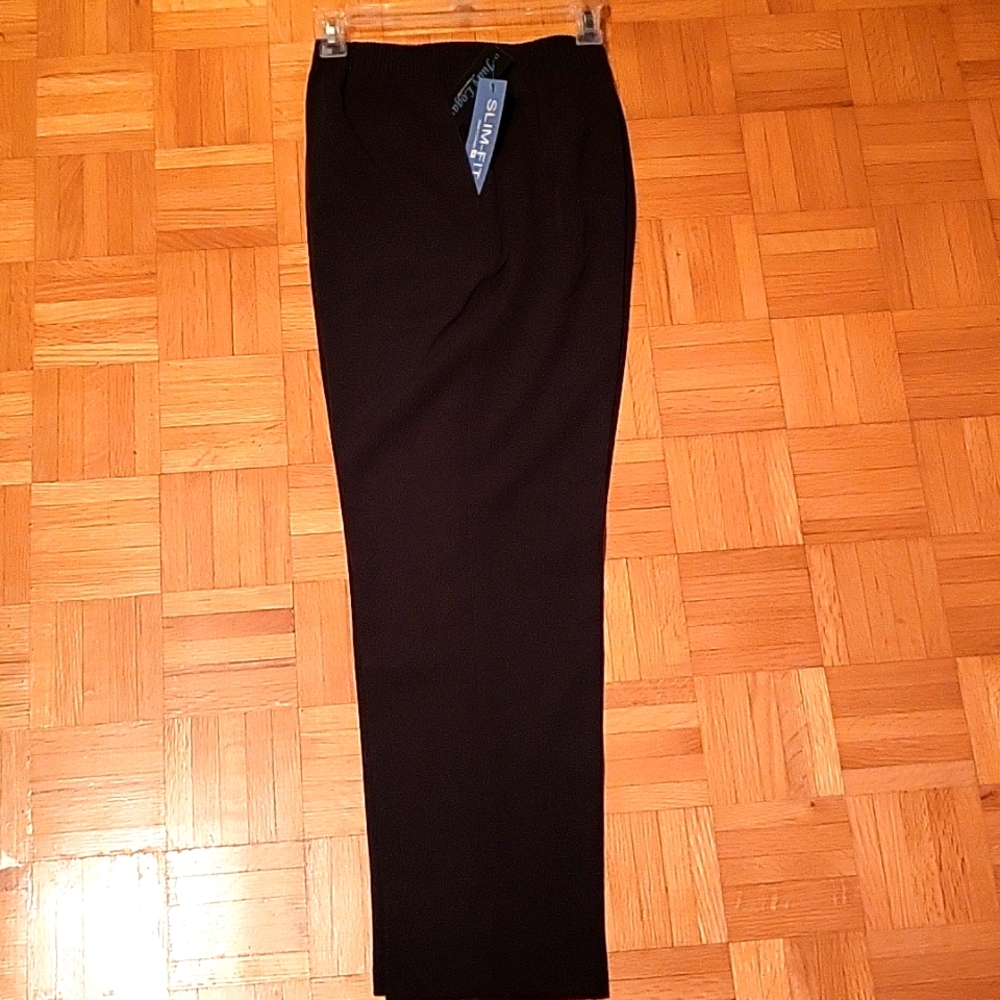 NEW Chocolate Brown Pull-On Pants, Pockets! Straight Leg, Slim Fit, PL - Picture 3 of 12